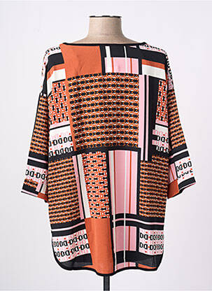 Blouse imprimé fantaisie manches 3/4 orange CHRISTINE LAURE femme