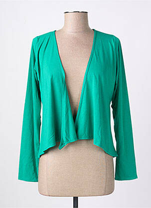 Gilet manches longues manches 3/4 vert POISSONS BLANCS femme