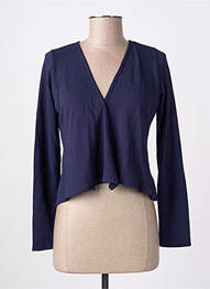 Gilet manches longues manches 3/4 bleu POISSONS BLANCS femme