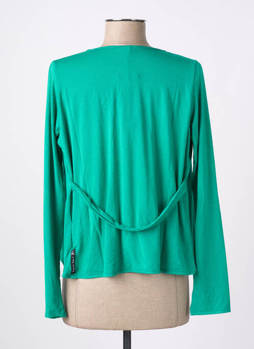 Gilet manches longues vert POISSONS BLANCS pour femme