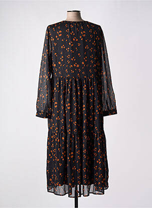 Robe longue manches longues manches longues noir GEISHA femme
