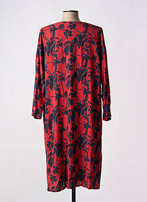 Robe mi-longue imprimé fleurs manches longues rouge POISSONS BLANCS femme