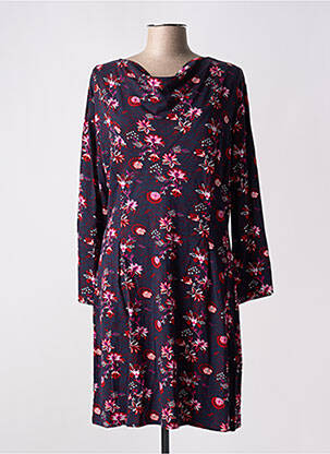 Robe mi-longue imprimé fleurs manches longues bleu LA FIANCEE DU MEKONG femme