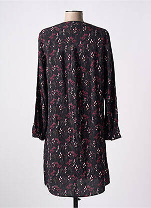 Robe mi-longue imprimé fleurs manches longues noir JULIE GUERLANDE femme
