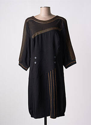 Robe mi-longue manches 3/4 manches 3/4 noir CHRISTINE LAURE femme