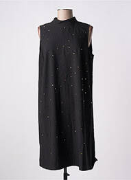 Robe mi-longue tissage crêpe sans manche noir IMITZ femme