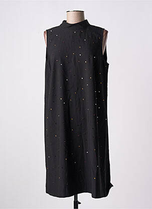 Robe mi-longue tissage crêpe sans manche noir IMITZ femme