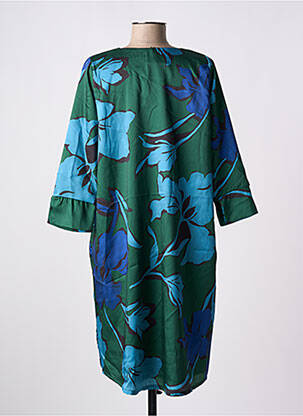 Robe mi-longue imprimé fleurs manches 3/4 bleu POISSONS BLANCS femme