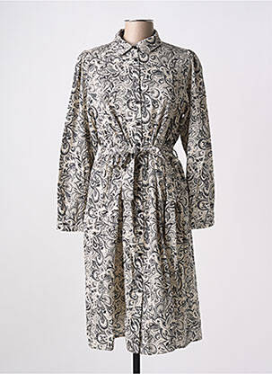 Robe mi-longue imprimé fleurs manches longues noir C'EST BEAU LA VIE femme