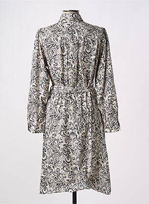 Robe mi-longue imprimé fleurs manches longues noir C'EST BEAU LA VIE femme