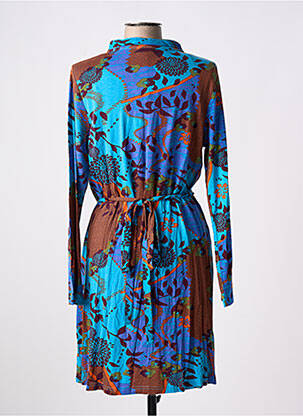 Robe mi-longue imprimé fleurs manches longues bleu LA FIANCEE DU MEKONG femme