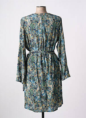 Robe mi-longue imprimé fleurs manches longues bleu JULIE GUERLANDE femme