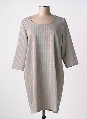 Robe courte manches 3/4 manches 3/4 beige POISSONS BLANCS femme