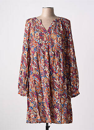 Robe courte coupe évasée manches longues orange C'EST BEAU LA VIE femme