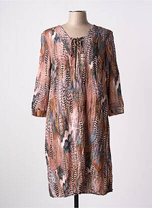 Robe mi-longue manches 3/4 manches 3/4 marron JULIE GUERLANDE femme