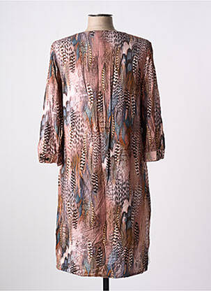 Robe mi-longue manches 3/4 manches 3/4 marron JULIE GUERLANDE femme