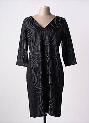 Robe mi-longue manches 3/4 manches 3/4 noir POISSONS BLANCS femme