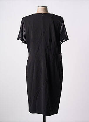 Robe mi-longue tissage crêpe manches courtes noir CHRISTINE LAURE femme