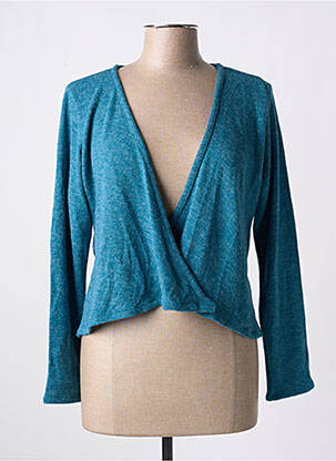 Gilet manches longues stretch vert POISSONS BLANCS femme