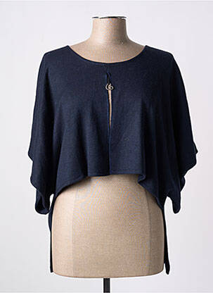 Pull stretch manches courtes bleu POISSONS BLANCS femme