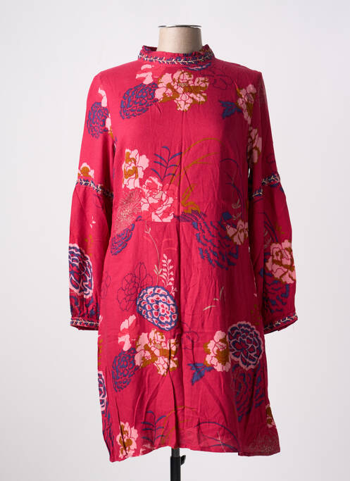 Robe courte imprimé fleurs manches longues rose LA FIANCEE DU MEKONG femme