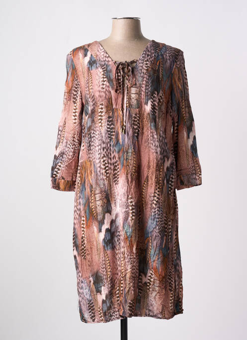 Robe mi-longue manches 3/4 manches 3/4 marron JULIE GUERLANDE femme