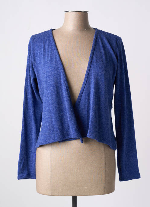 Gilet manches longues bleu POISSONS BLANCS pour femme