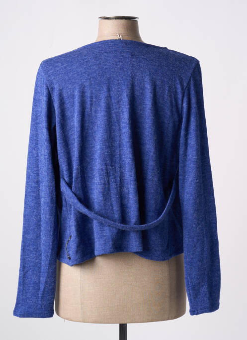 Gilet manches longues bleu POISSONS BLANCS pour femme