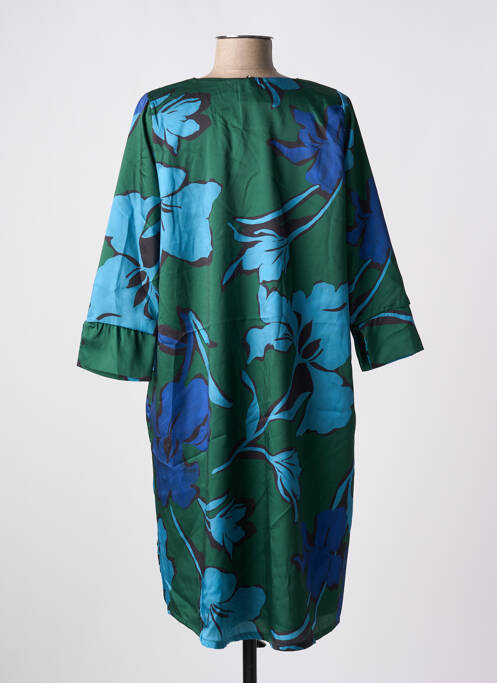 Robe mi-longue bleu POISSONS BLANCS pour femme