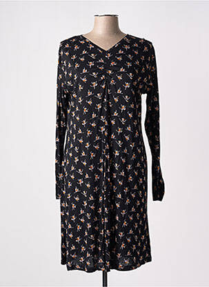 Robe mi-longue imprimé fantaisie manches longues noir AGATHE & LOUISE femme