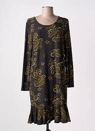 Robe mi-longue imprimé fantaisie manches longues noir LA FIANCÉE femme