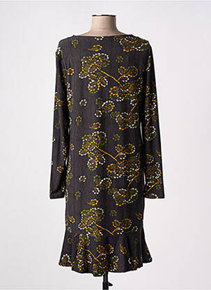 Robe mi-longue imprimé fantaisie manches longues noir LA FIANCÉE femme