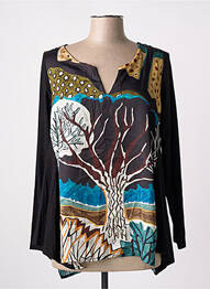 Blouse imprimé fantaisie manches longues noir POISSONS BLANCS femme
