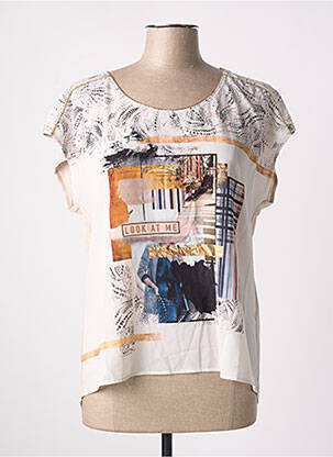 Top imprimé fantaisie manches courtes beige JULIE GUERLANDE femme