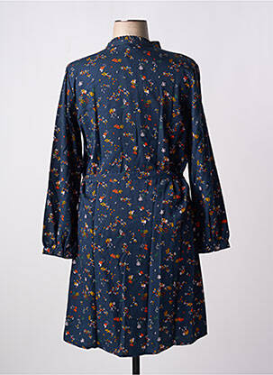Robe mi-longue imprimé fleurs manches longues bleu LA FIANCEE DU MEKONG femme