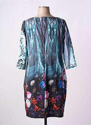 Robe mi-longue manches 3/4 manches 3/4 bleu LINEA FRESCA femme