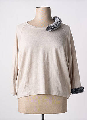 Pull coupe cintrée manches longues beige POISSONS BLANCS femme