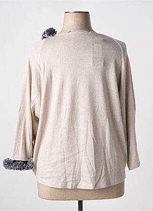 Pull coupe cintrée manches longues beige POISSONS BLANCS femme