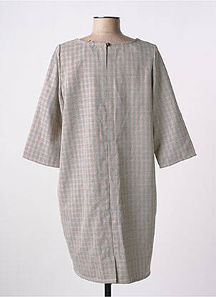 Robe mi-longue imprimé fantaisie manches courtes marron POISSONS BLANCS femme