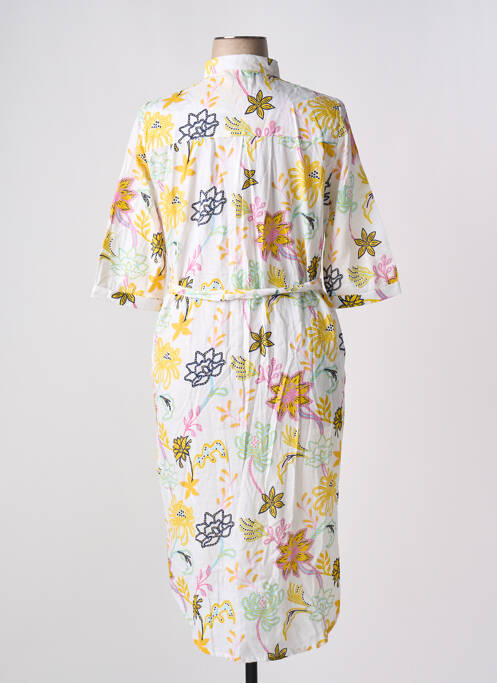 Robe mi-longue imprimé fleurs manches 3/4 blanc LA FIANCEE DU MEKONG femme