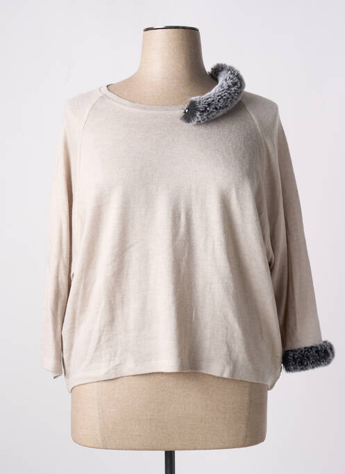 Pull beige POISSONS BLANCS pour femme
