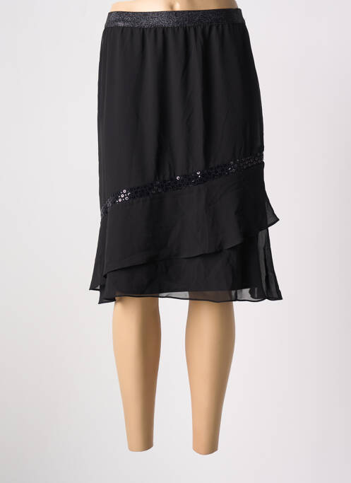 Jupe mi-longue taille normale noir CHRISTINE LAURE femme