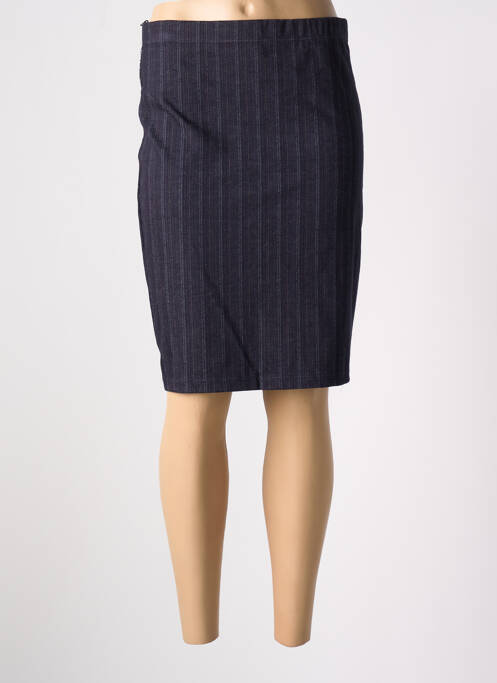 Jupe mi-longue bleu POISSONS BLANCS pour femme