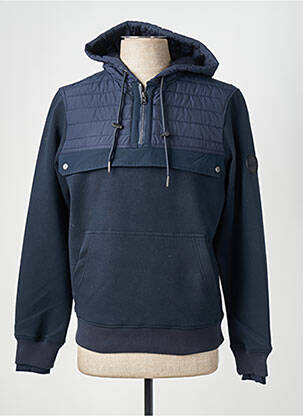 Sweat-shirt à capuche tissage jersey manches longues bleu GAZE homme