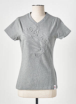 T-shirt col v manches courtes gris GAZE femme