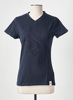 T-shirt col v manches courtes bleu GAZE femme