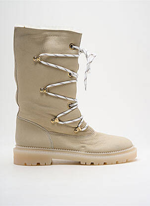 Bottes tissage satiné talon plat jusqu'à 3cm beige CASADEI femme