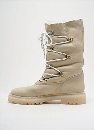 Bottes tissage satiné talon plat jusqu'à 3cm beige CASADEI femme