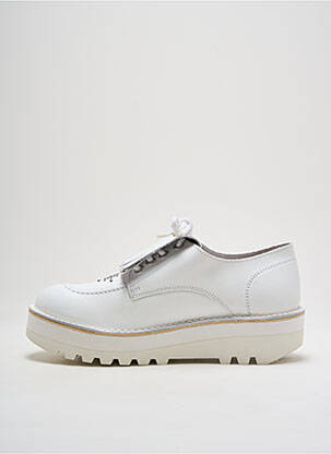 Derbies tissage satiné talon compensé blanc KICKERS homme