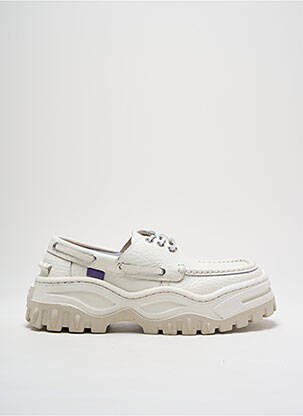 Chaussures bâteau matière lisse talon de 4 à 6cm blanc EYTYS femme